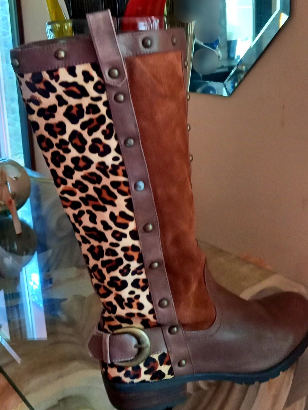 Leopard🐅 Brown Riding Boots - Picture 6 of 15